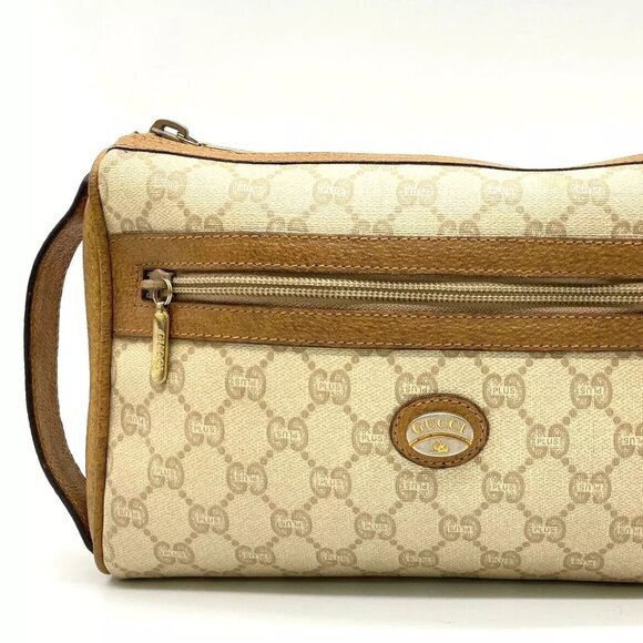 Authentic Gucci GG Plus PVC Leather Beige/ Brown Clutch Bag NS121395 - Picture 1 of 16